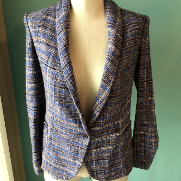 Isabel Marant Etoile Gabe Blue Tweed Jacket 34 - Picture 2 of 7